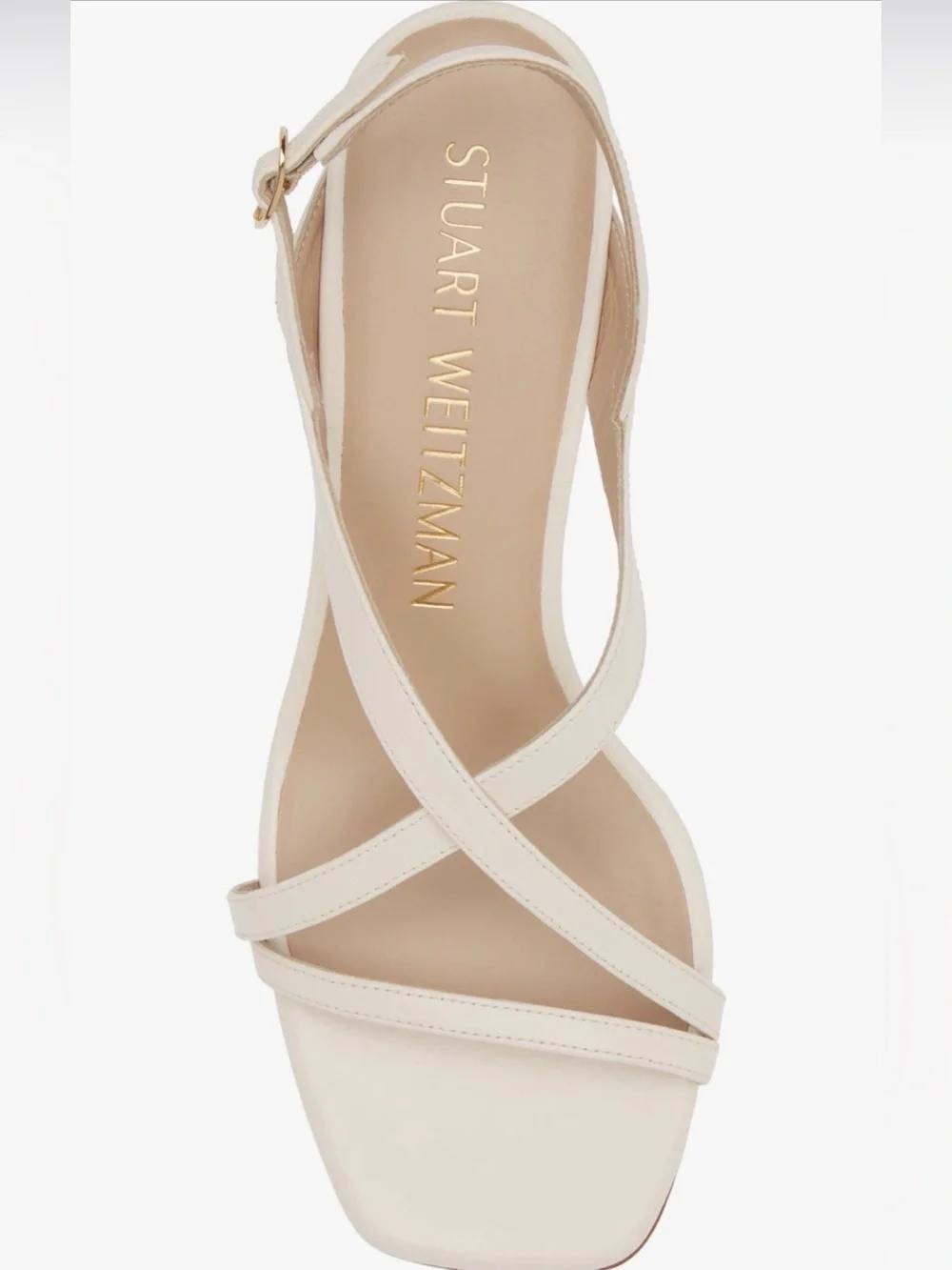 Stuart Weitzman Cream Strappy Block Heel Sandals - Picture 8 of 8
